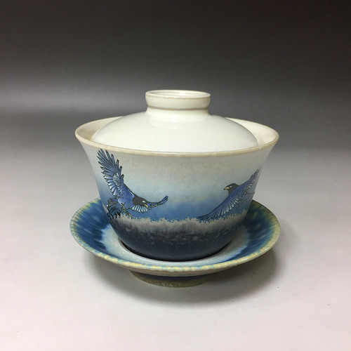 手繪藍鵲蓋碗組  |茶商品|瓷器茶具|單品